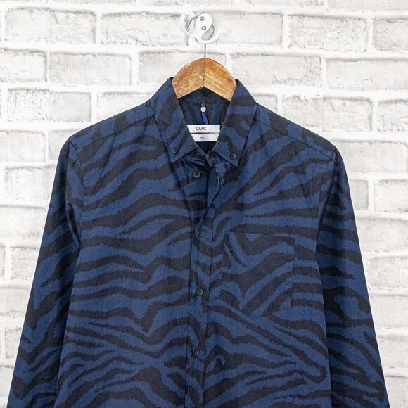 OAMC Men's Button Down ZEBRA Shirt Blue Print w/ Reflective size Small - Picture 4 of 7